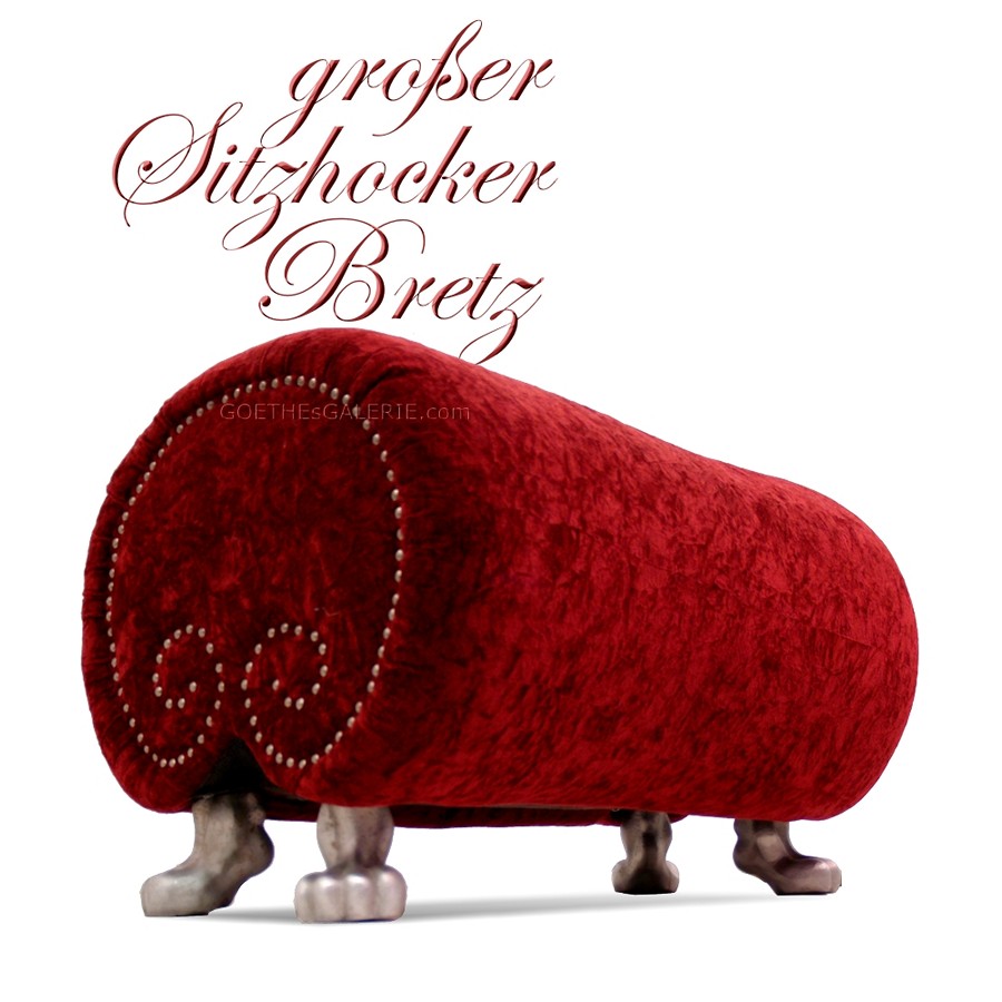 BRETZ Hocker rot Fußhocker mit Löwentatzen Serie Gaudi Bretz Gaudi Hocker rot