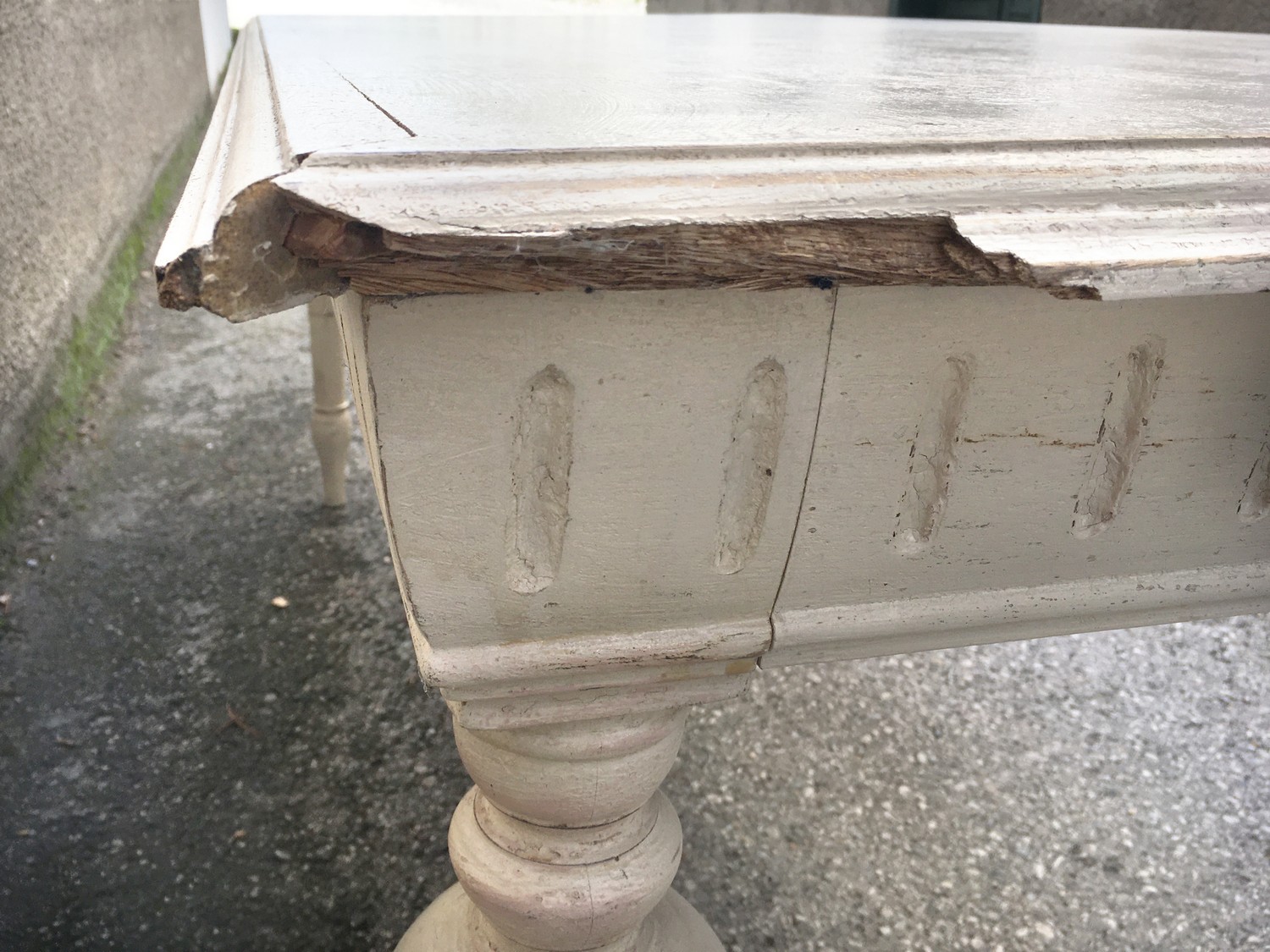 Tisch Speisetisch Esstisch Shabby Chic creme Massivholz schwer groß