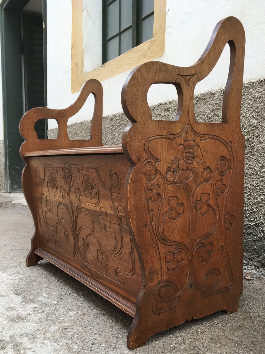 Jugendstil Stühle Truhenbank Sitzbank antik Truhe