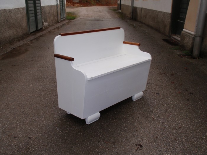 Sitztruhe Vintage Artdeco 40er Jahre creme