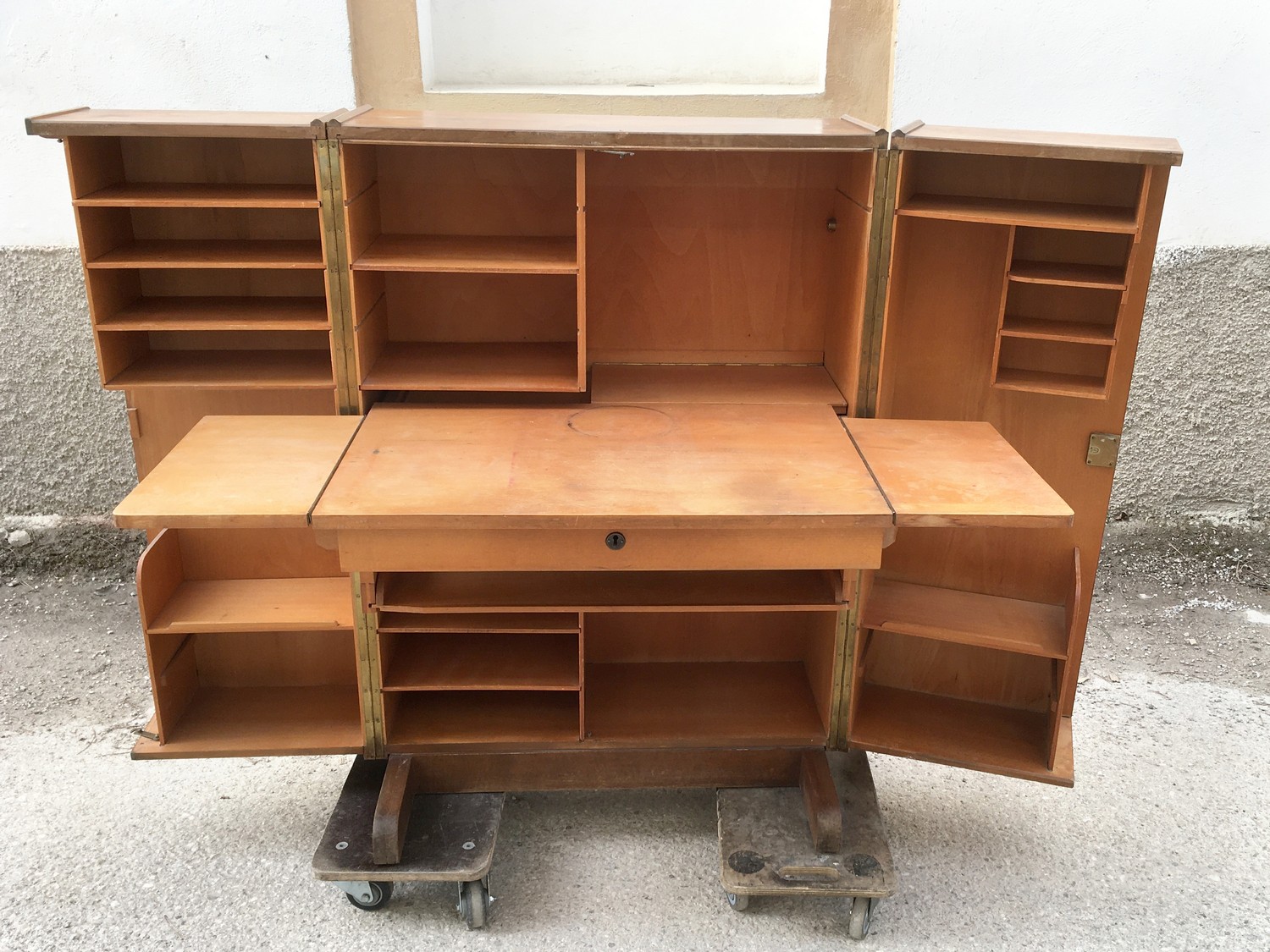 Hausbüro Schrankbüro antik Vollholz Vintage Schrank Büroschrank Möbel 60er-Jahre Midcentury Schreibmeier Schreibmayer Schreibmayr Wien