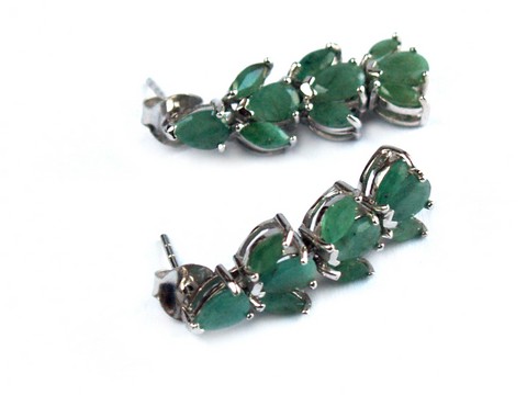 Ohrringe Ohrstecker 925 Silber Edelsteine handgefertigter Schmuck Smaragd