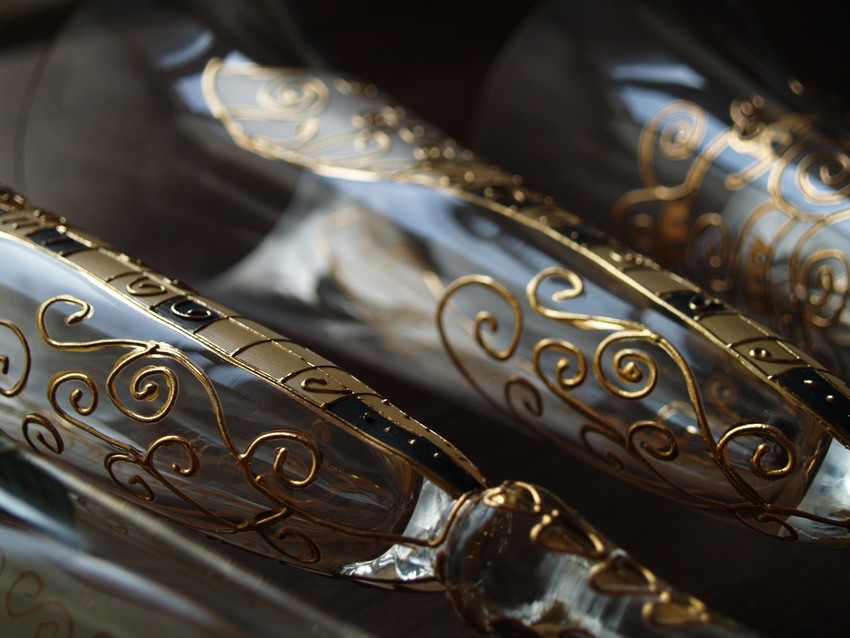 Sektgläser Nagel Sektflöten gold-schwarz Ranken