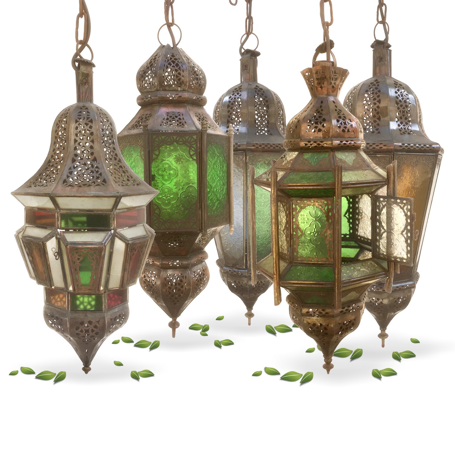 Leuchter Luster Orient Gläser Kupfer Laterne Tiffany Marokko