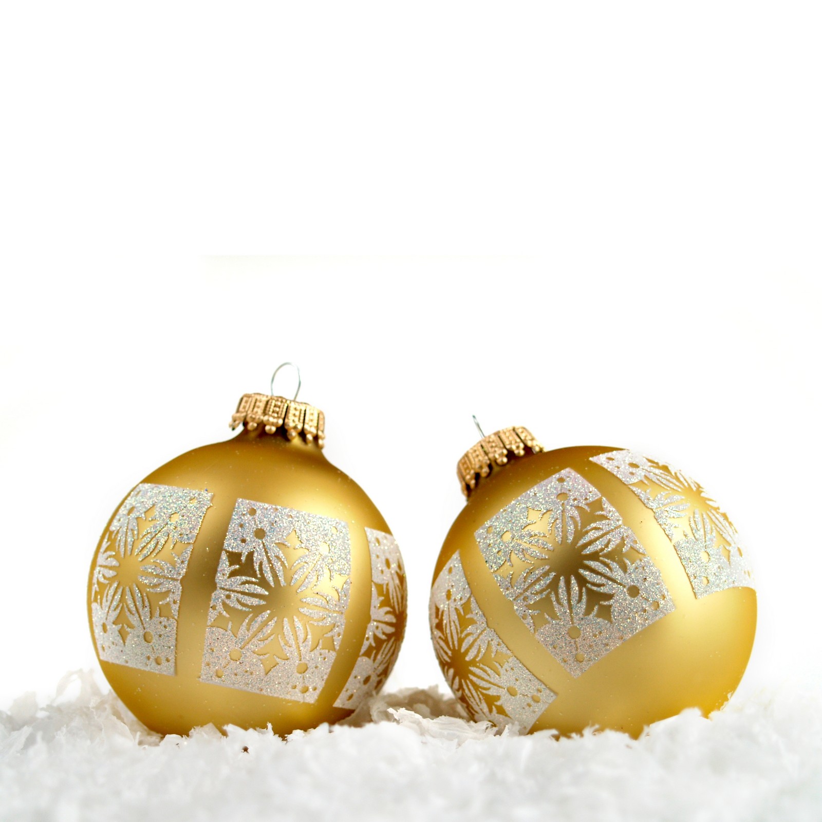 Christbaumkugel Tropfen Kugel Glas Gold matt Schneeflocke  Christbaumkugel Schneeflocke