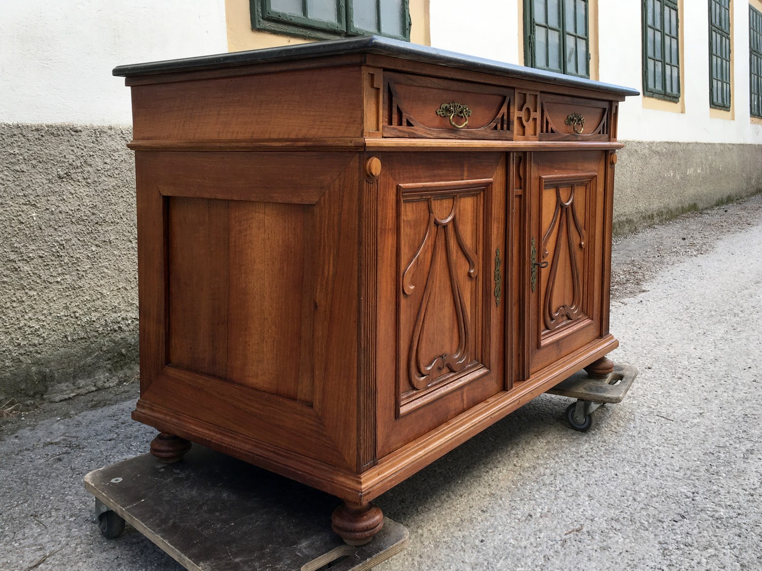 Kommode Anrichte Jugendstil Ornamente antik Marmorplatte Waschtisch