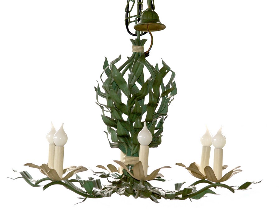 Zauberhafter Luster Vintage Hängelampe im bretonischen Design Leuchter bretonischer Luster mit Blattwerk groß
