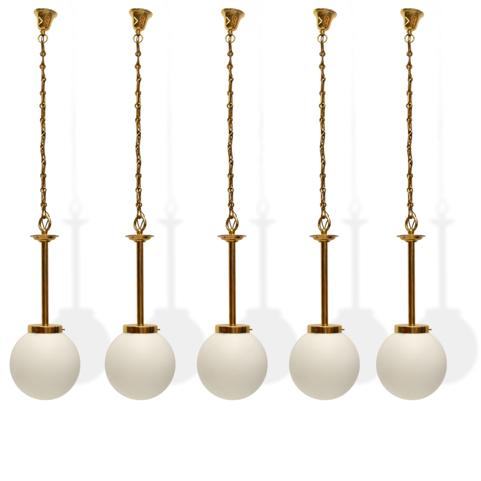 Vintage Messing Pendellampe Leuchter Glaskugel Bauhaus Hängelampe Vintage Cafehaus Lampen