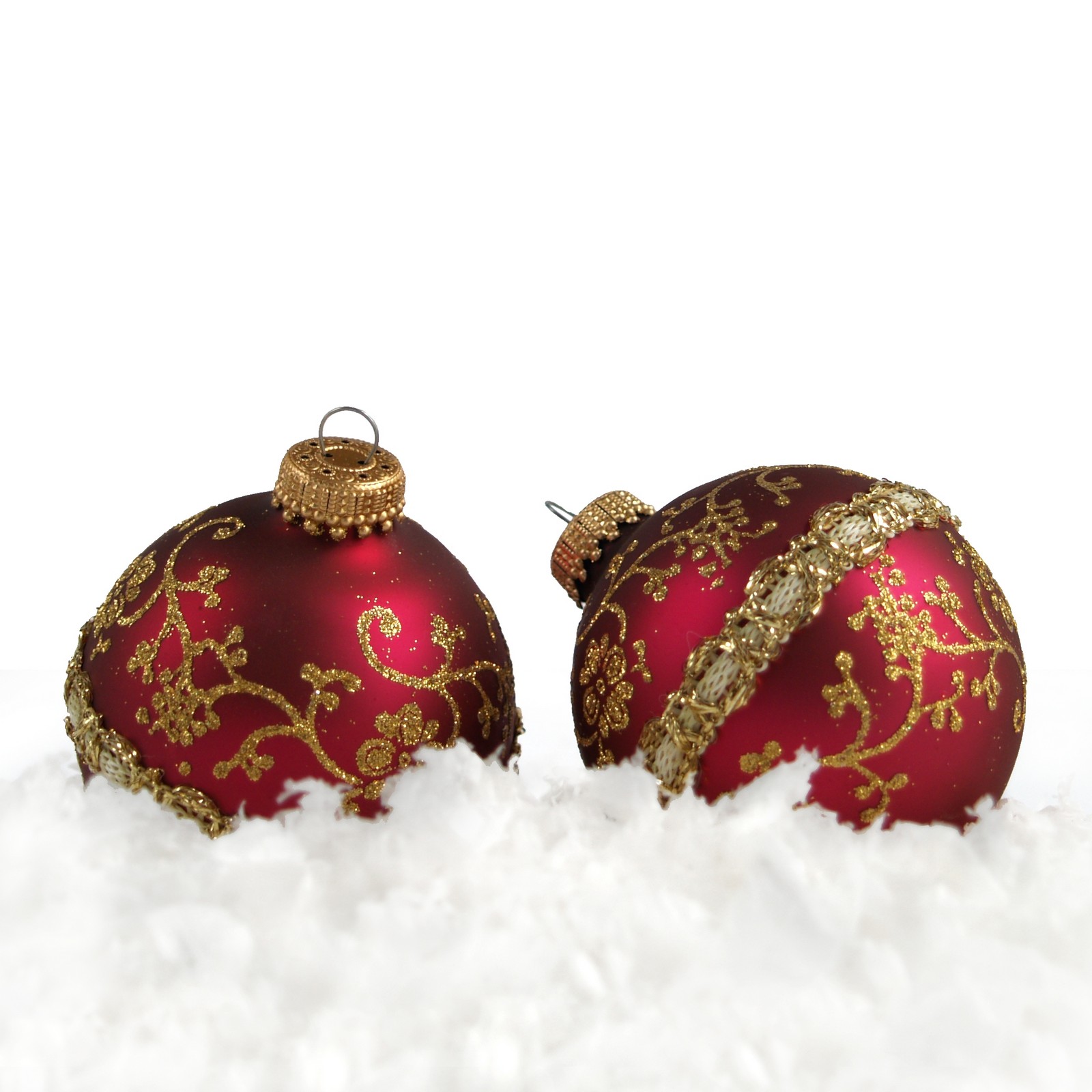 Christbaumkugel Borte Glas Glitter rot gold Weihnachtsbaumschmuck