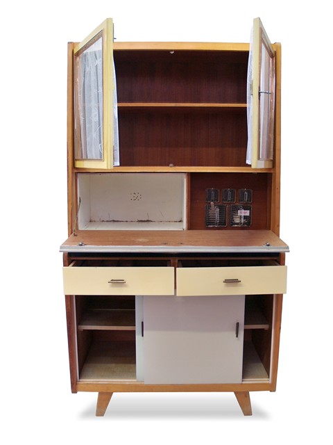 alter Küchenschrank Vintage 50s rosa blau