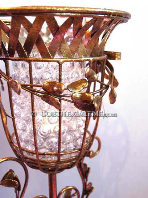 Shabby Chic Kerzenständer groß Metall golden Windlicht