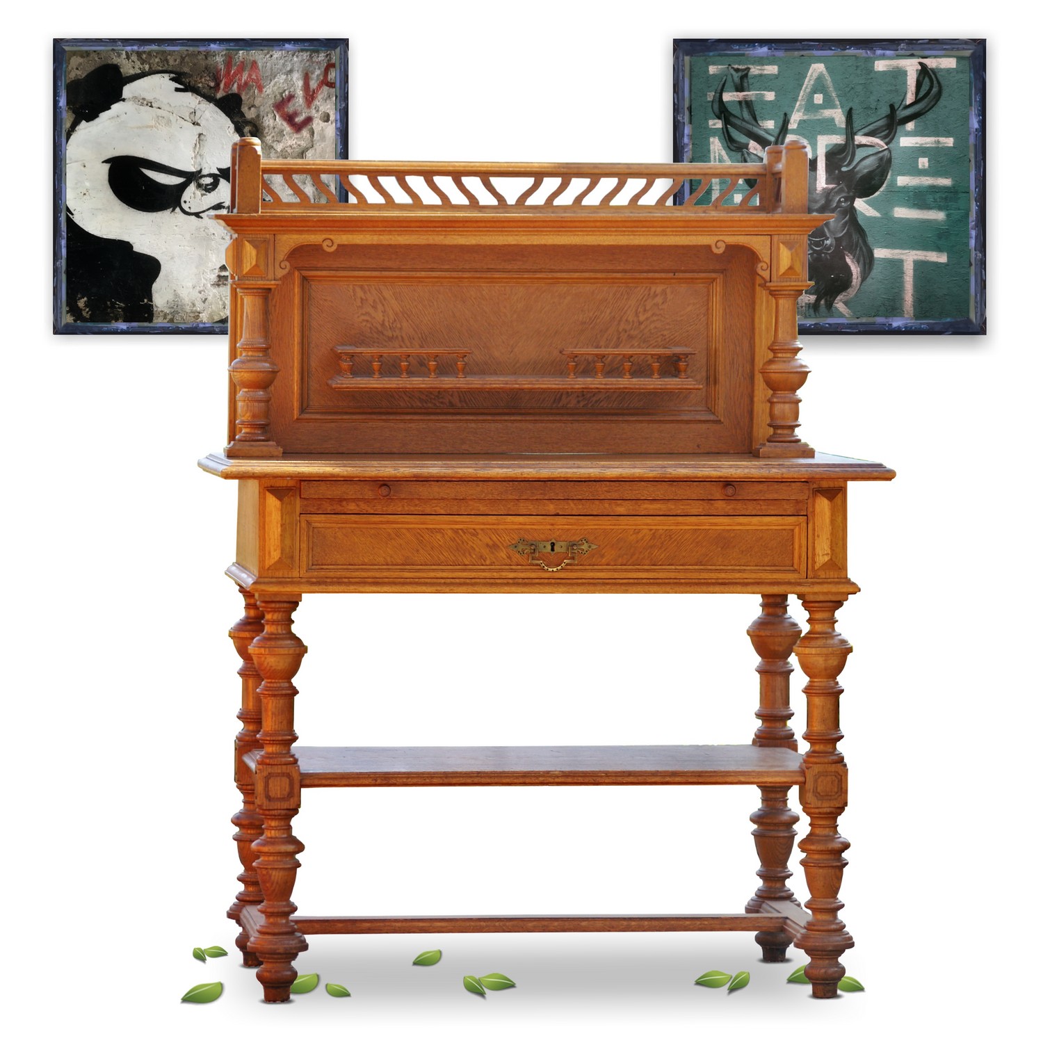 Buffet Schrank Anrichte Möbel antik Regal Holz Vollsäulen Kommode Konsole