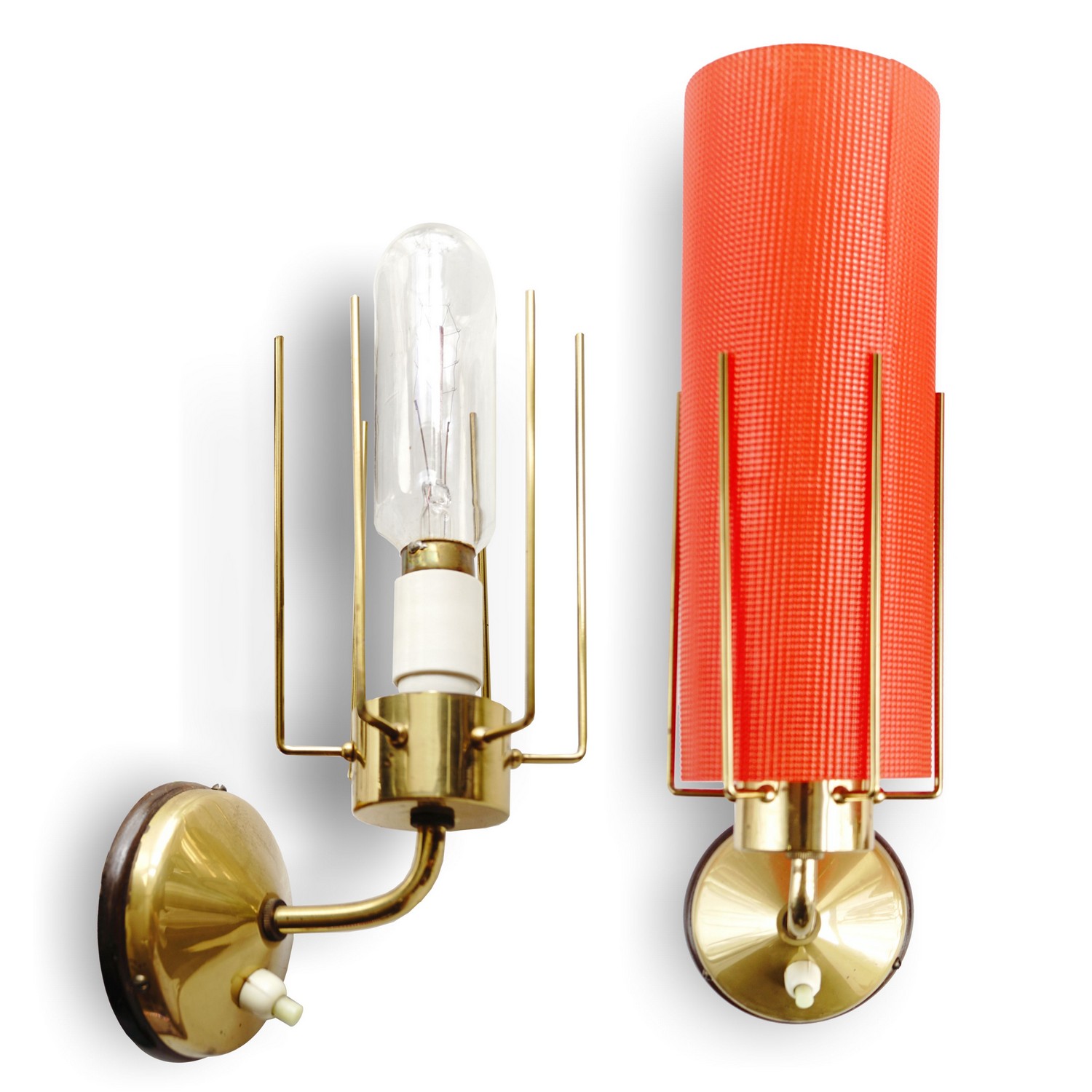 Original Wandlampen Midcentury Messing Industrialdesign Retro Edisonbirne 60er- 70er-Jahre