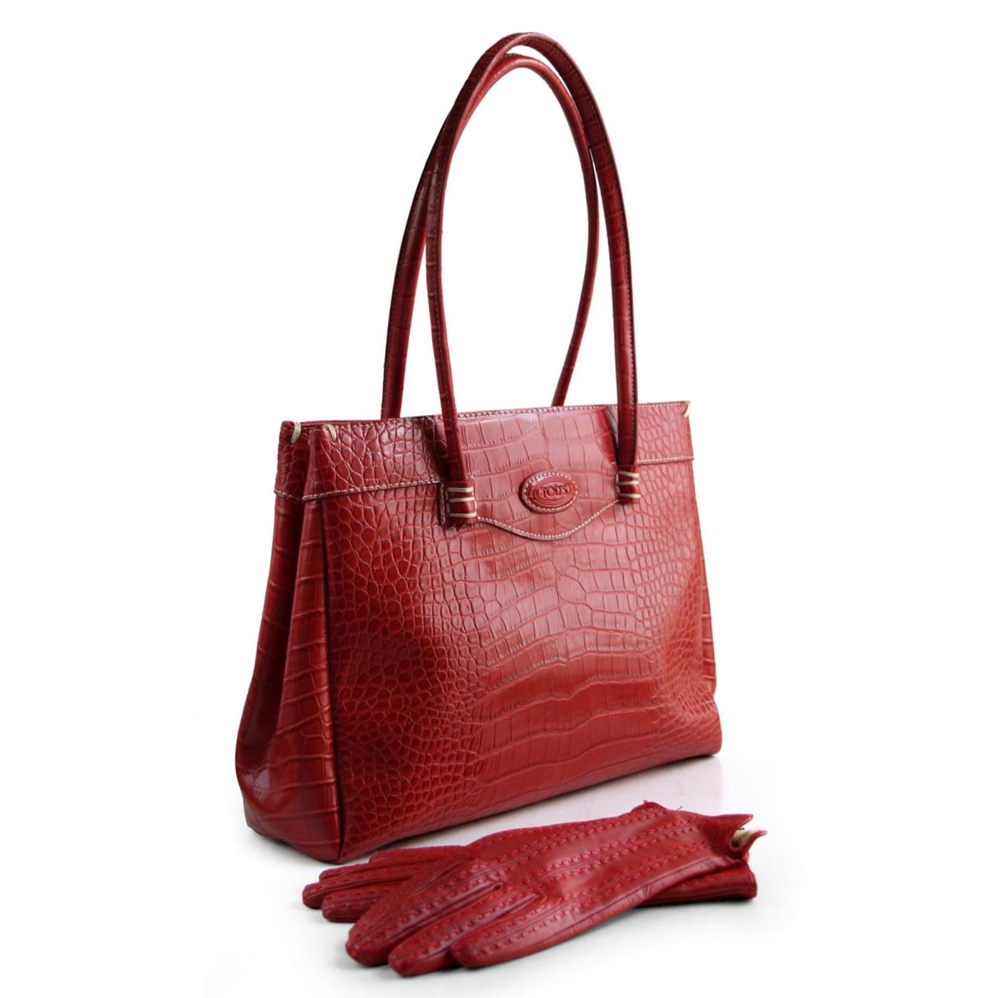 Damen Tasche rot Design Handtasche TOD's Handtasche dunkelrot Handschuhe