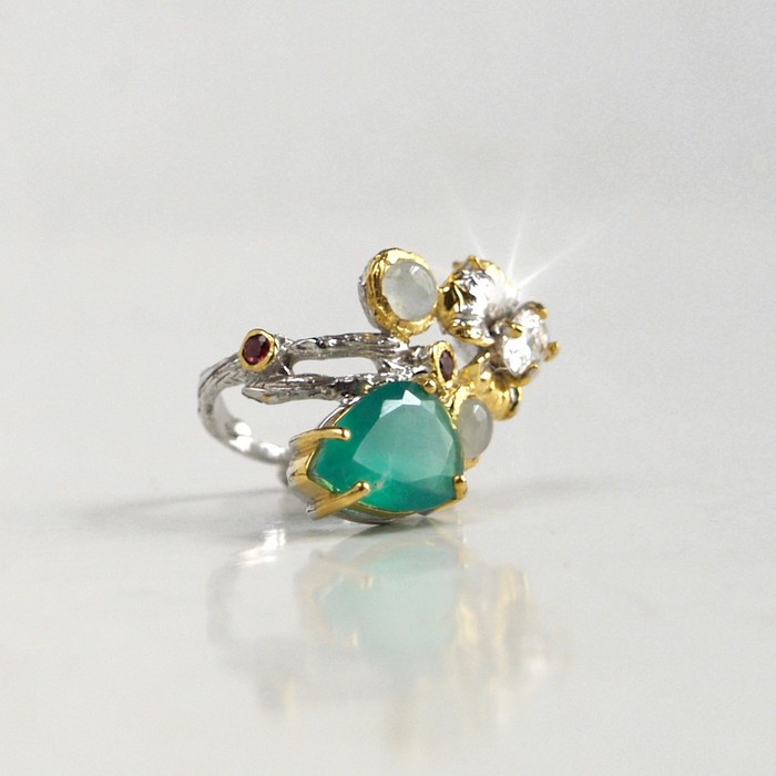 Onyx Ring 925 Silber Handarbeit