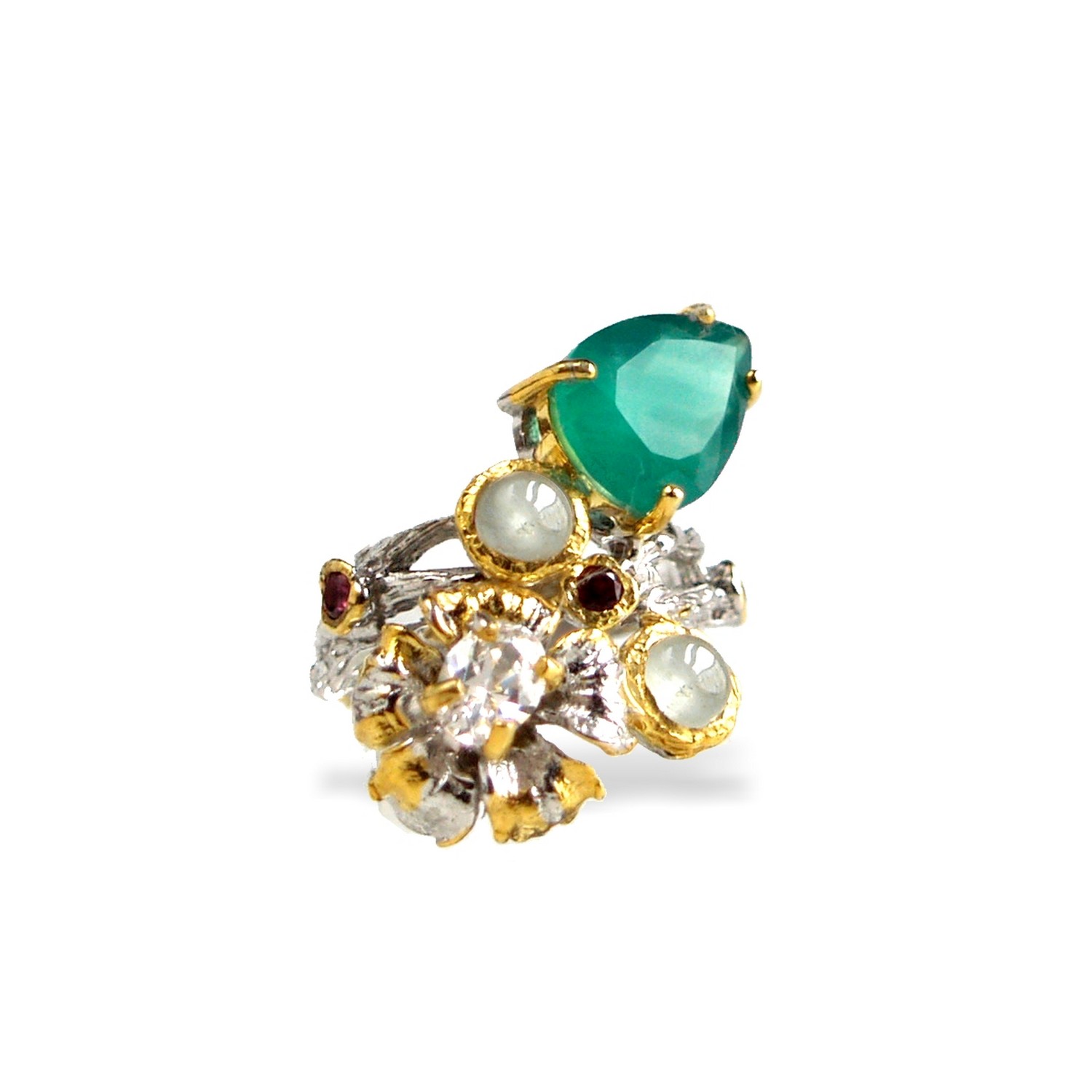 Onyx Ring 14k Weißgold verg.