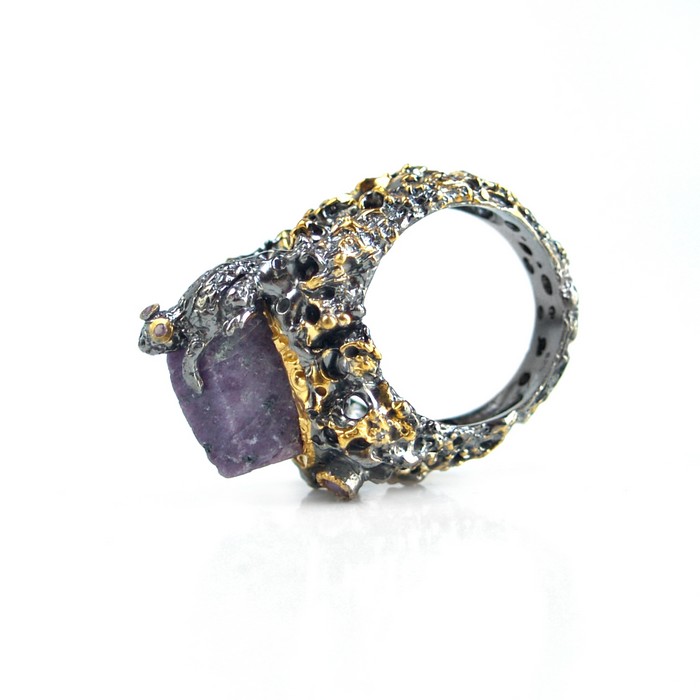 Ring Edelstein Rubin 925 Silber Amethyst Edelstein Frosch