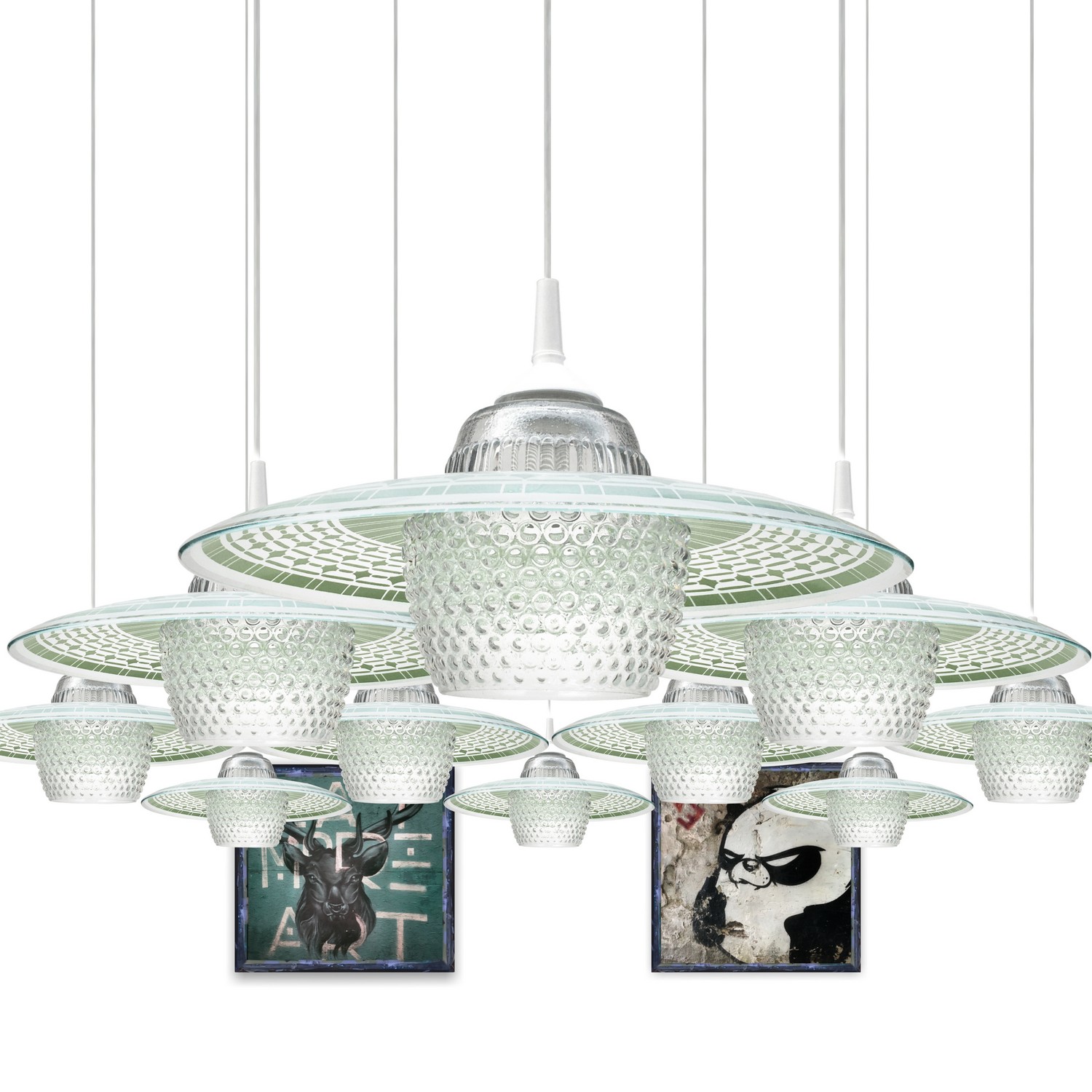 Hängelampe Noppenglas Vintage Retro Design Küchenlampe Küchenlampe Retro pastellgrün Vintage große Lampe antikdesign