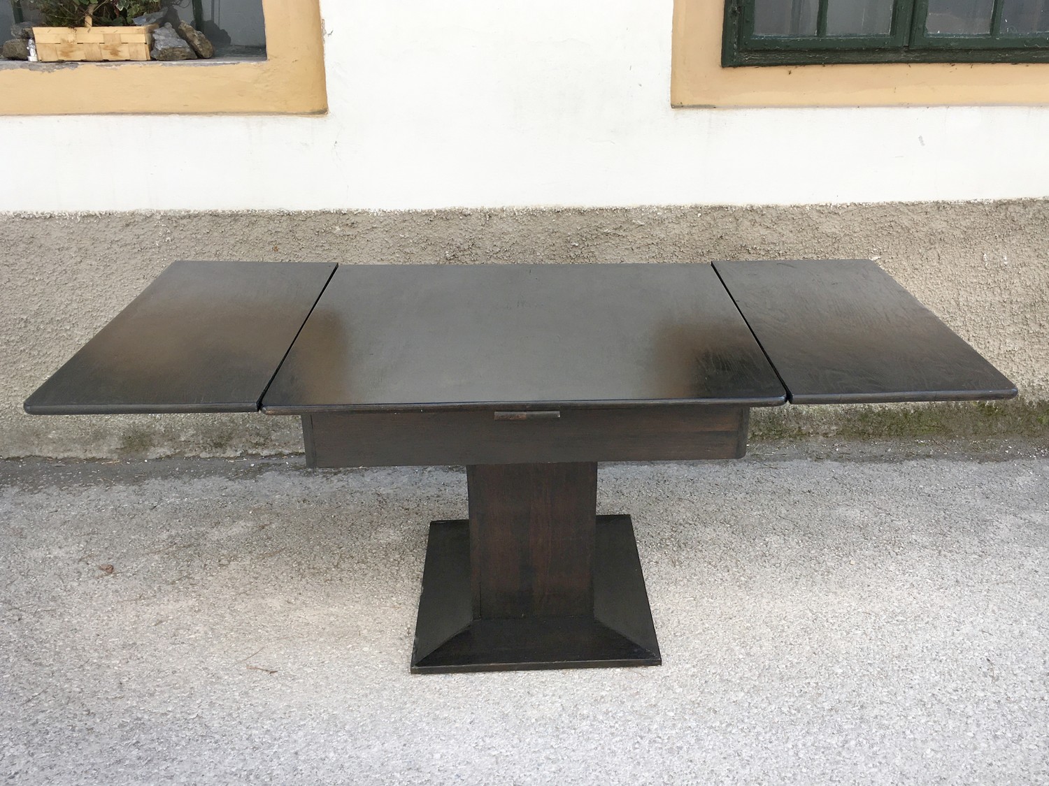 Tisch Jugendstil Esstisch ausziehbar Stempeltisch Speisetisch schwarz antik