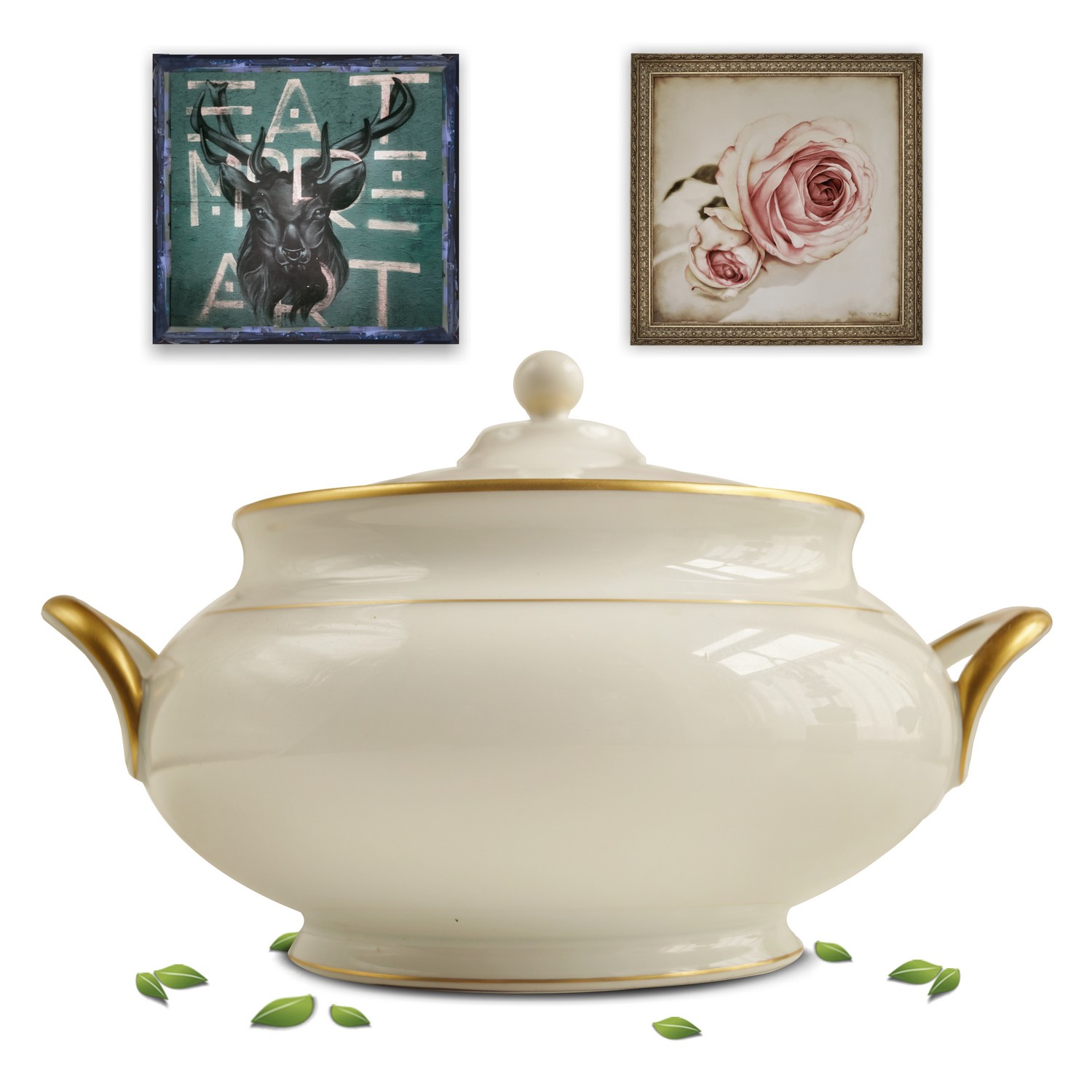 Original Hutschenreuther Suppenterrine Goldrand Crescendo