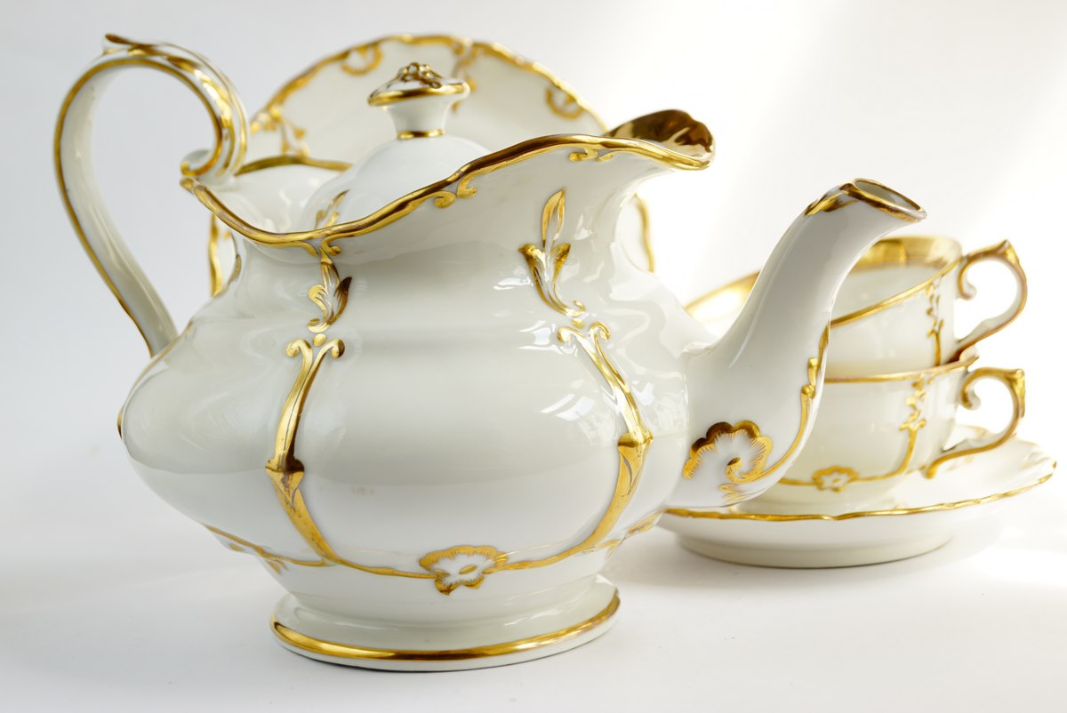 Teekanne antik Biedermeier mit Deckel und Sieb