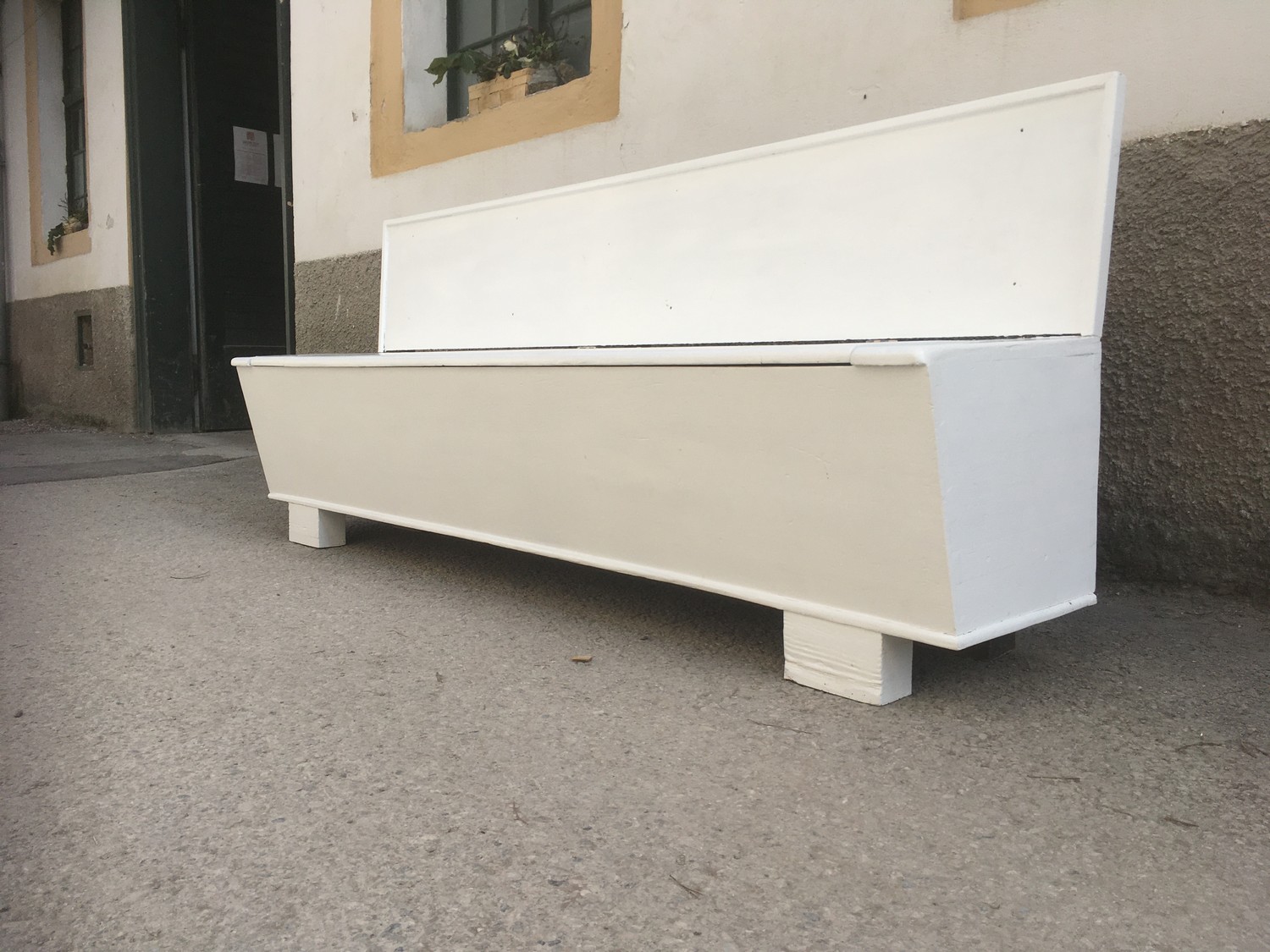 Küchenbank Vintage Sitztruhe Truhenbank Shabby Chic weiß Retro Sixties