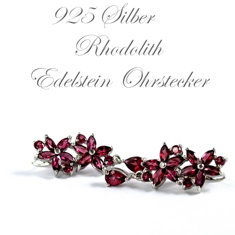 Ohrstecker Silber 925 Rhodolit Ohrringe