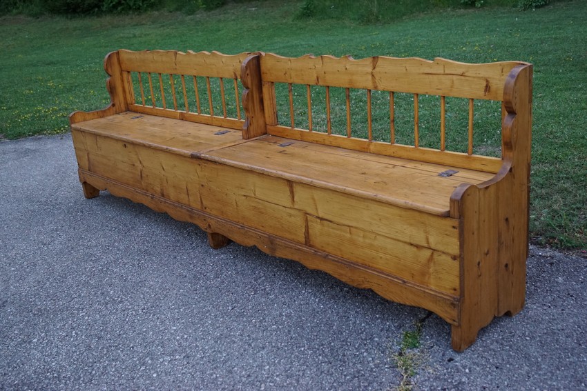 Sitztruhenbank antik 3 Meter saniert Vollholz