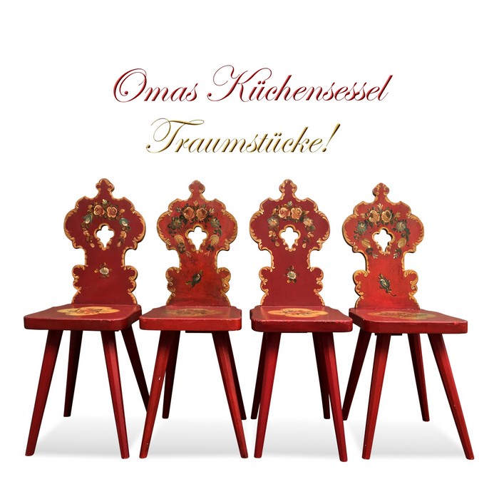 4 Stk. Sessel Stuhl Bauernstuhl handbemalt rot gold Landhaus Bauernstuhl
