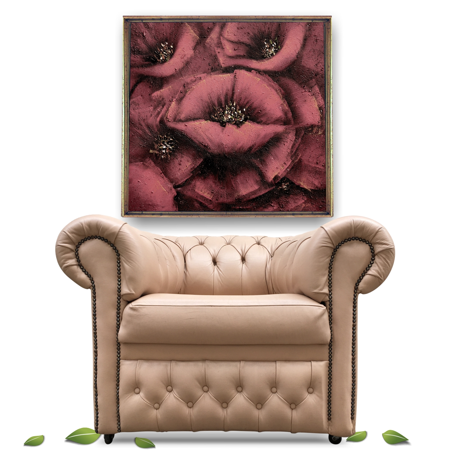Chesterfield Sessel Lederstuhl Mocca-Beige eleganter Clubsessel Chesterfield Clubsessel