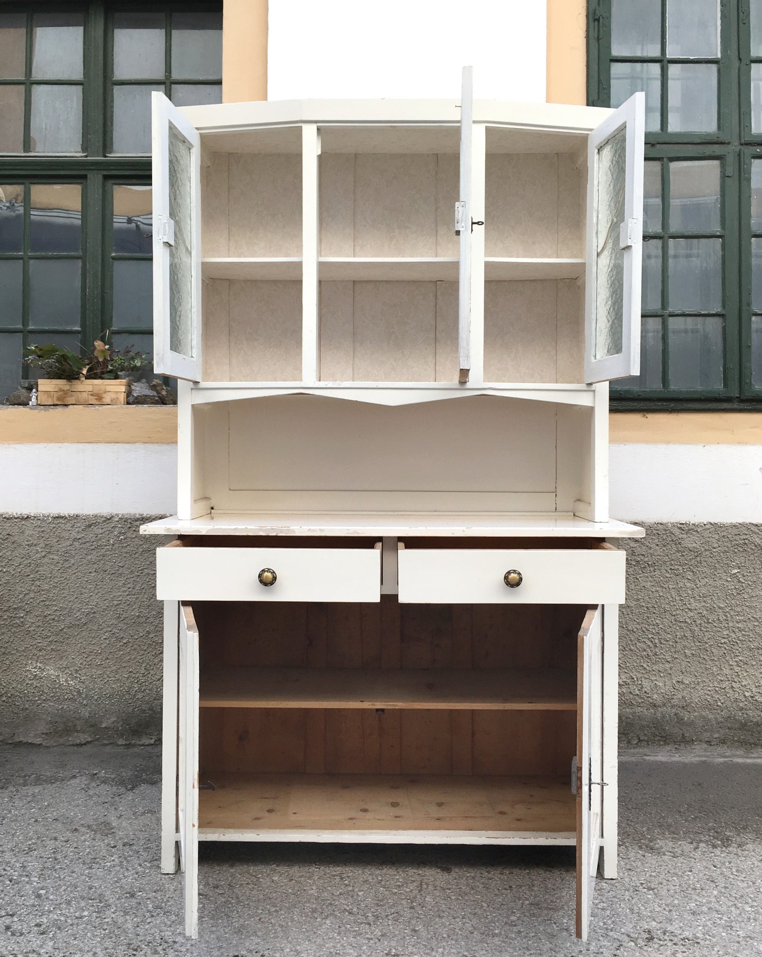 Anrichte Küchenschrank antik Buffetschrank creme Kredenz