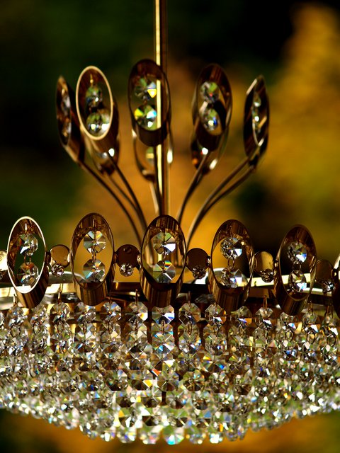 goldener Vintage Bleikristall Vollbehang Luster Hängelampe Bleikristall Leuchter