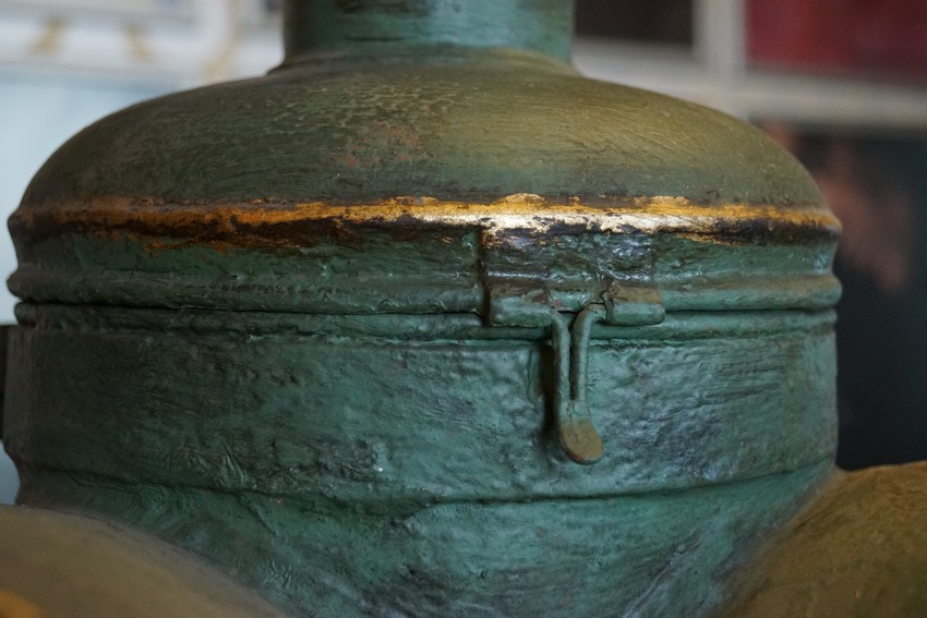 Lampe Emaille Glas Vintage