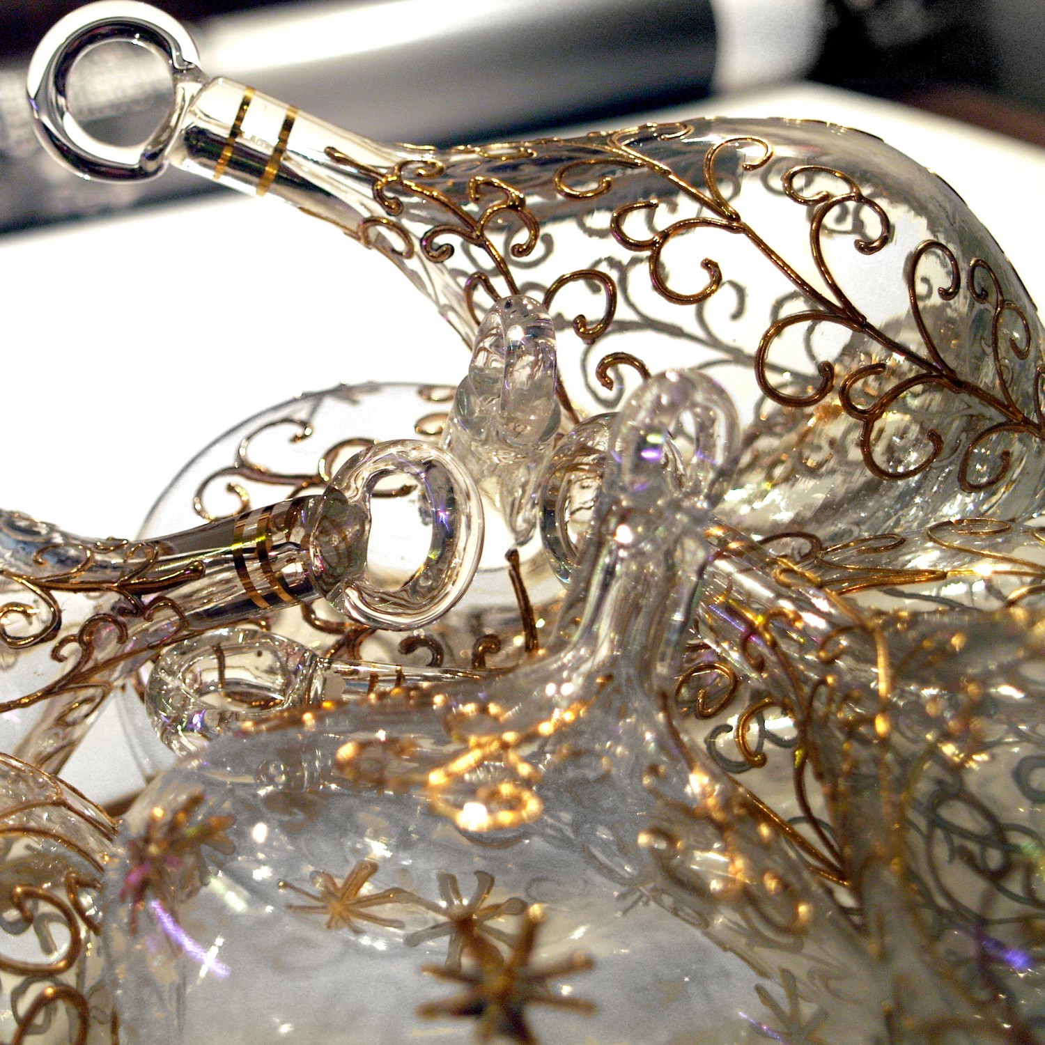 Christbaumkugel Glas groß Gold antik mundgeblasen