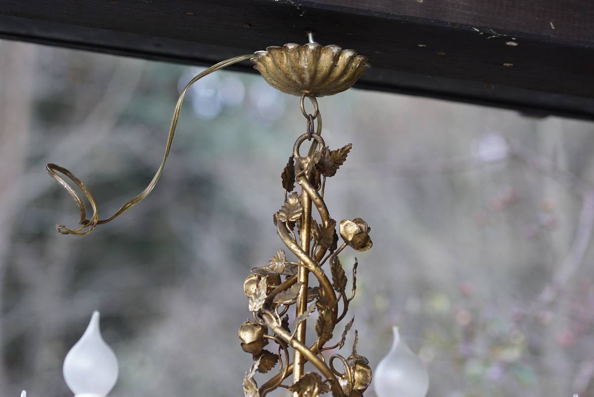 Kögl Vintage Kronleuchter Rosen vergoldet Jugendstil Mid Century Regency-Stil