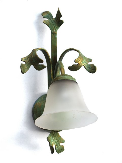 Wandlampe Metall Eisen grün Handarbeit eleganter Wandleuchter Wandlampe floral