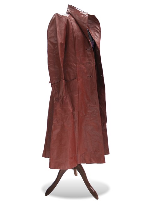 Retro Ledermantel breiter Kragen