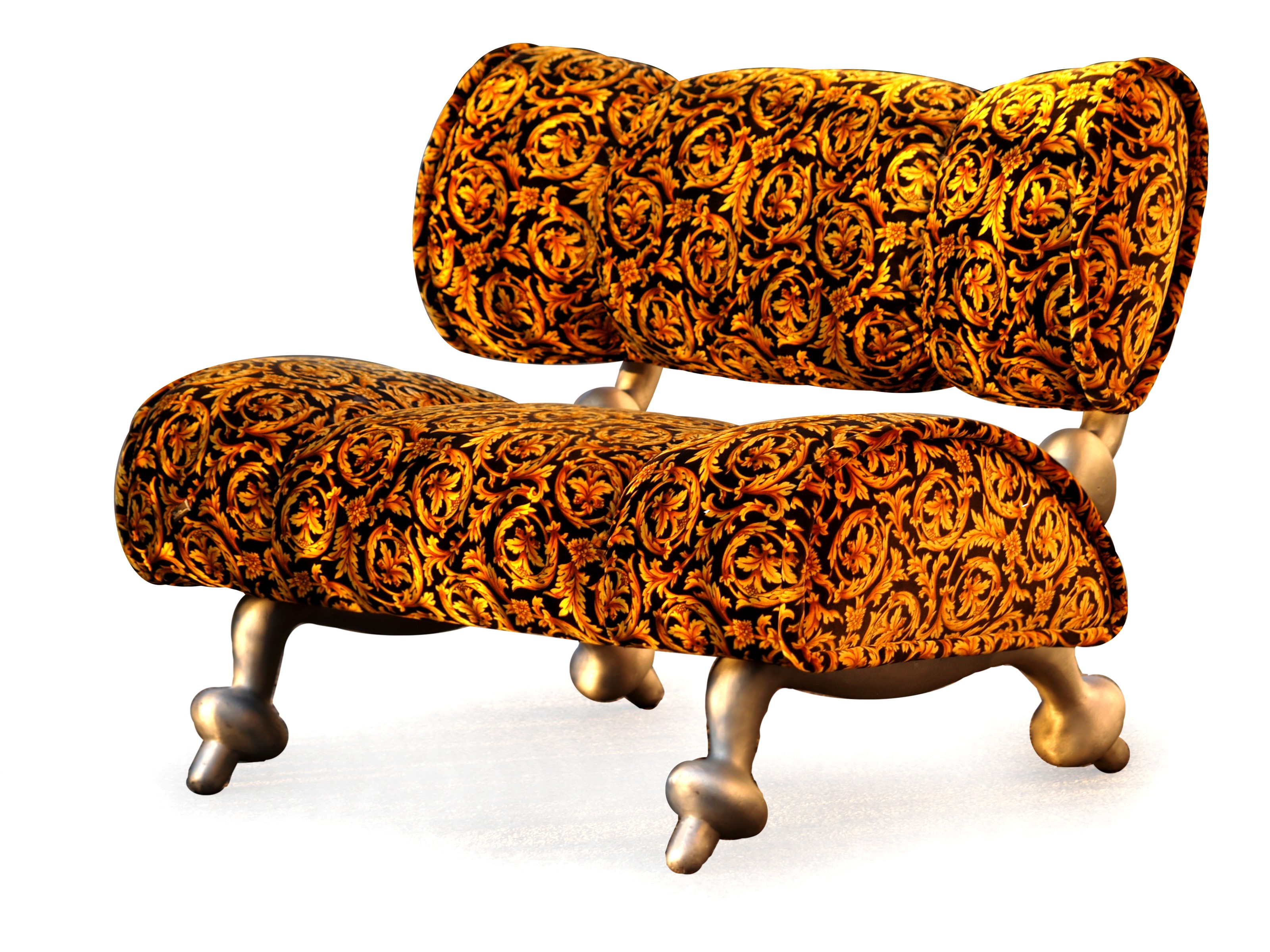 BRETZ Sofa SITZBANK Rankenstoff Zweisitzer Bretz Sofa golden Rankenstoff