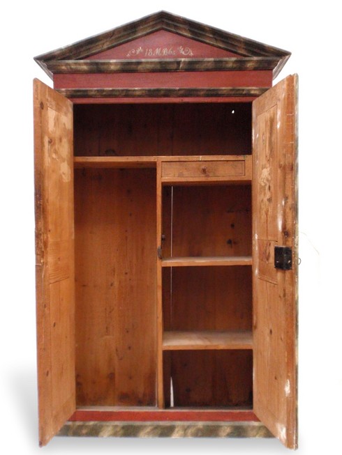 Antiker Bauernschrank rot bemalt