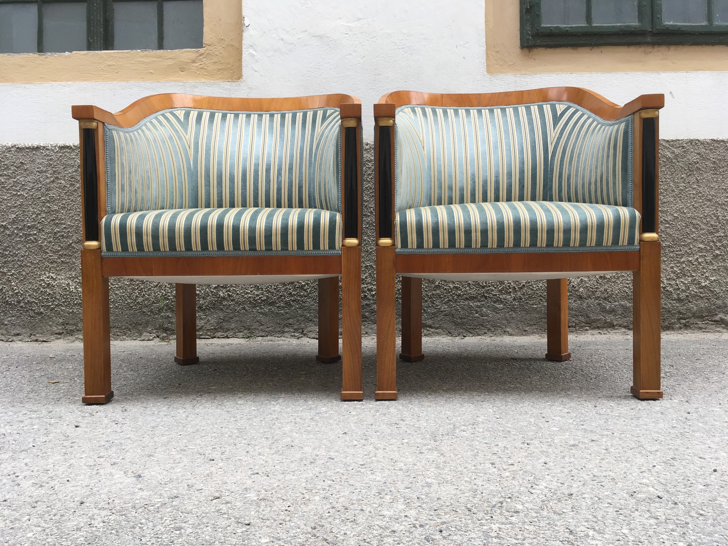 Sitzgarnitur 3-teilig Biedermeier Sofa Tisch Sesseln 