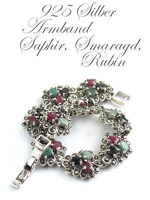 Armband Silber 925 echte Edelsteine - Rubin Saphir Smaragd - Traumstücke!