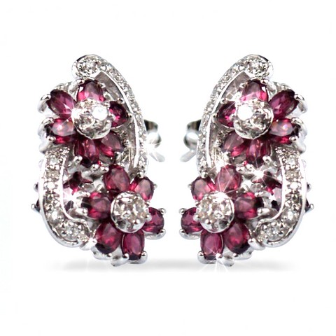 Ohrstecker Silber 925 Rhodolith Edelsteine handgefertigt