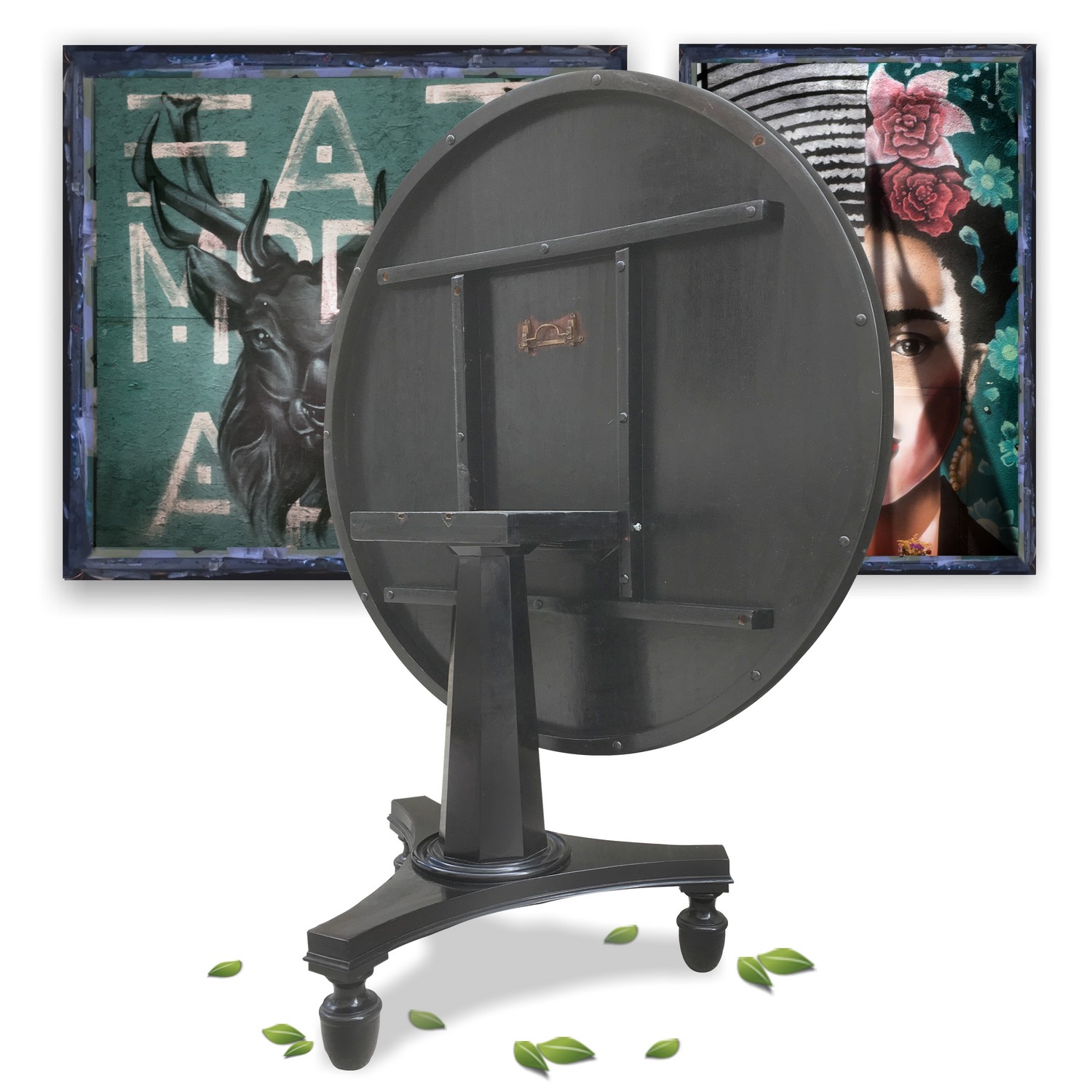 Tisch antiker runder Esstisch klappbar Speisetisch schwarz