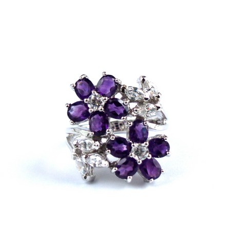 Ring 925 Silber Amethyst und Zirkonia Edelsteine Schmuck SALE