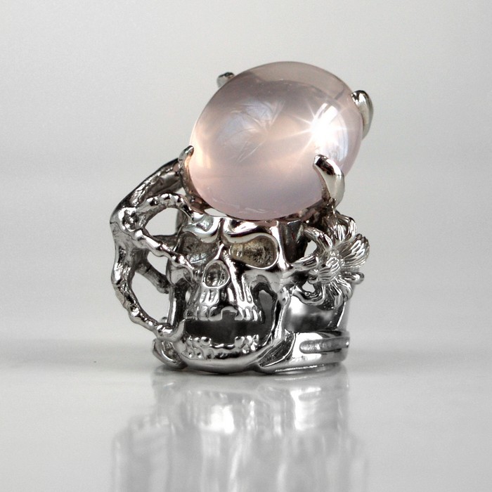 Ring Silber 925 Totenkopf Edelstein Handarbeit