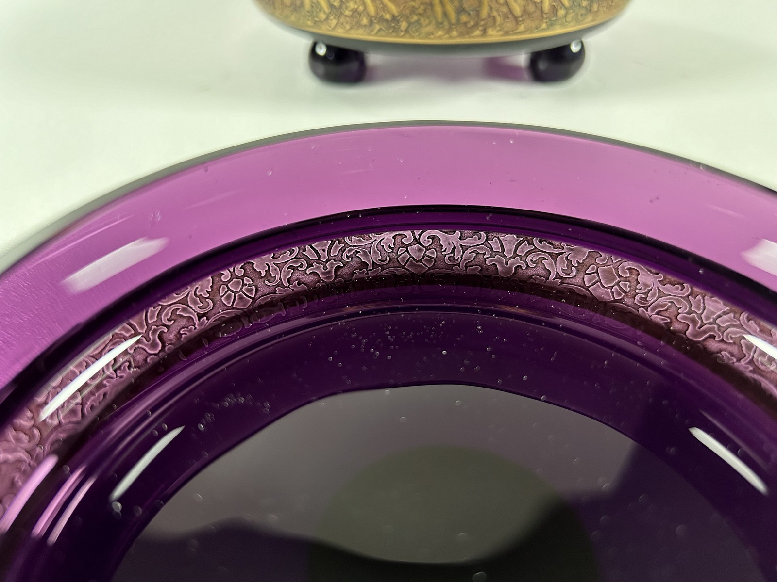 Deckeldose Schale Amethystglas Moser Karlsbad Amazonen signiert