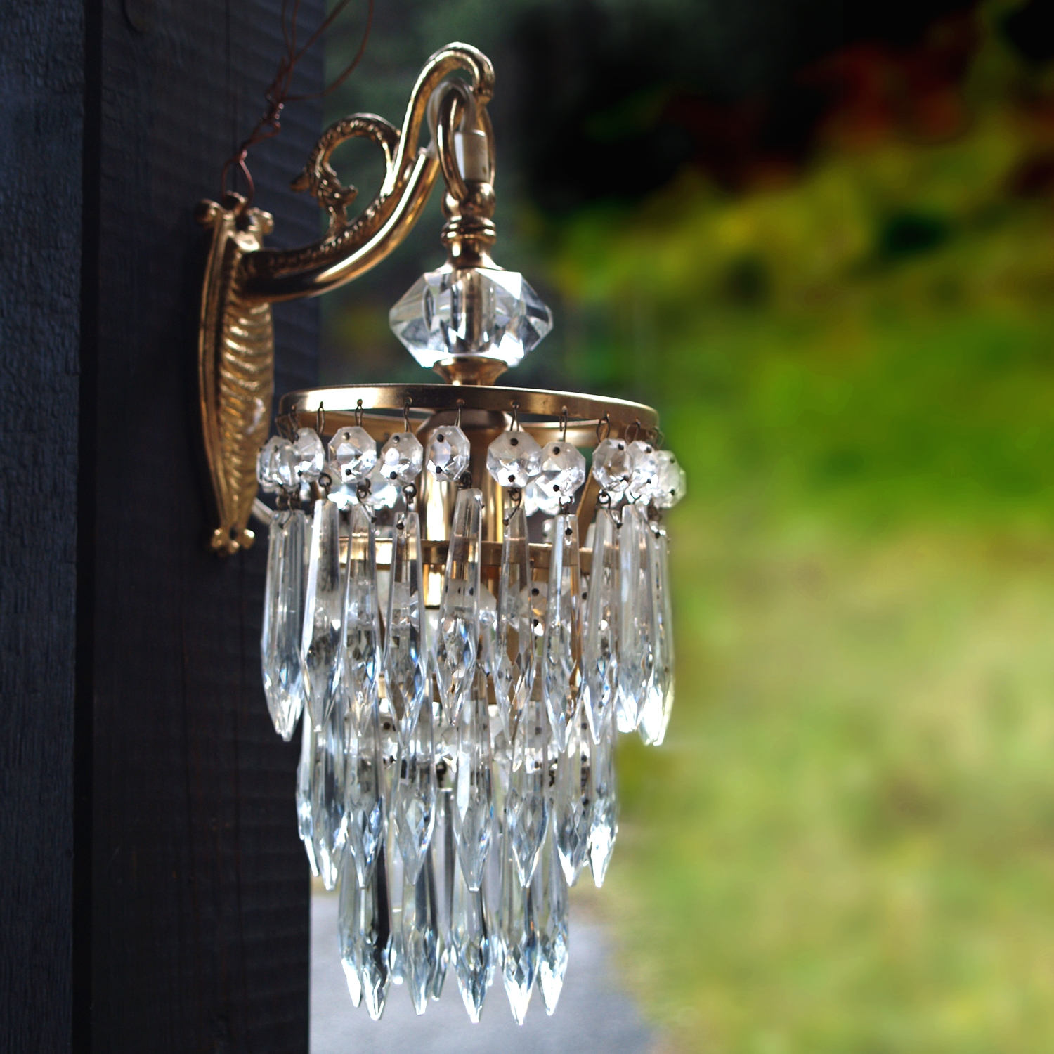 Wandlampe Wandleuchte Kristallglaszapfen mit Wandhalterung Kristall Wandlampe Korbluster