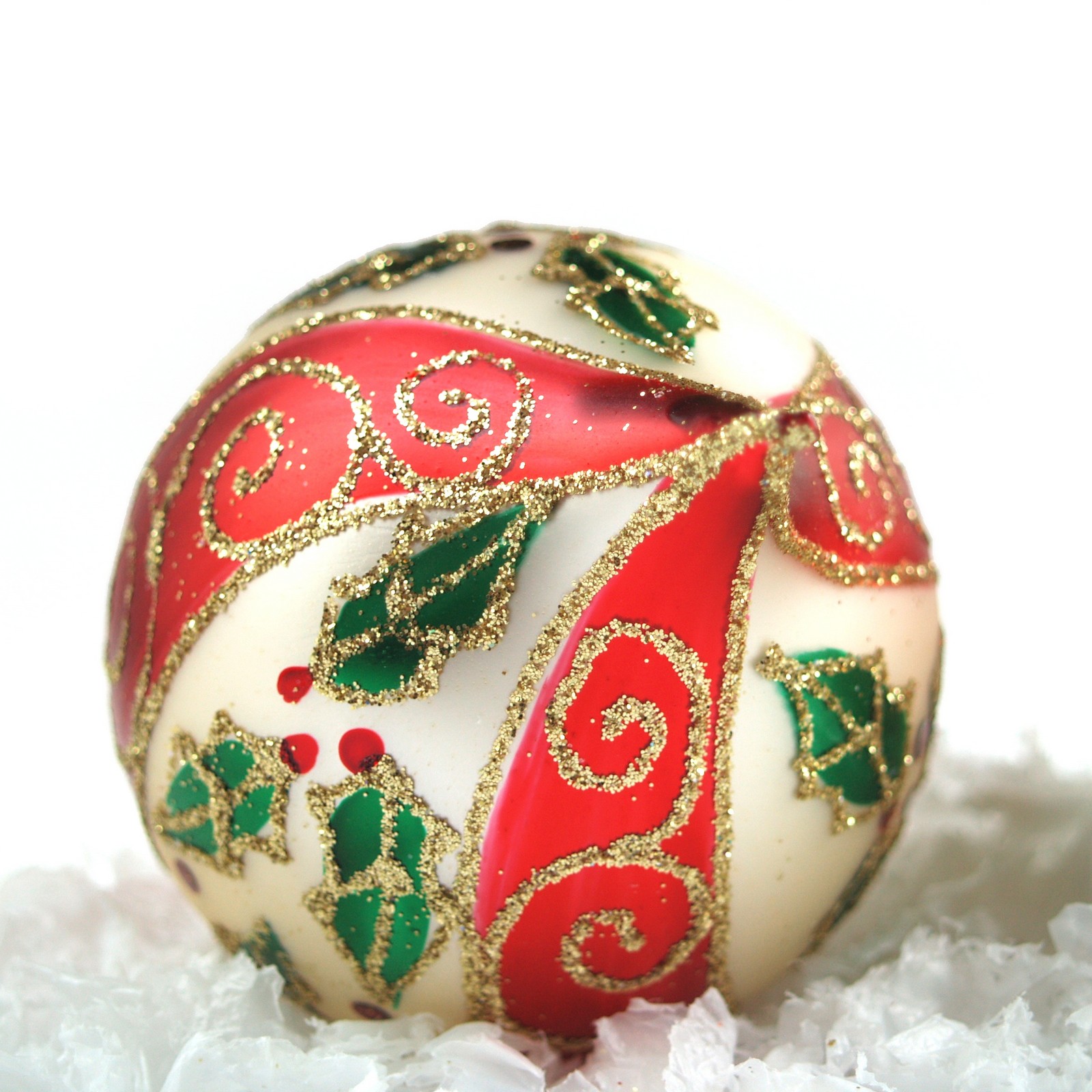 Christbaumschmuck Tropfen rot Christbaumkugel gold grün Chiffon Christbaumschmuck Glas Handarbeit