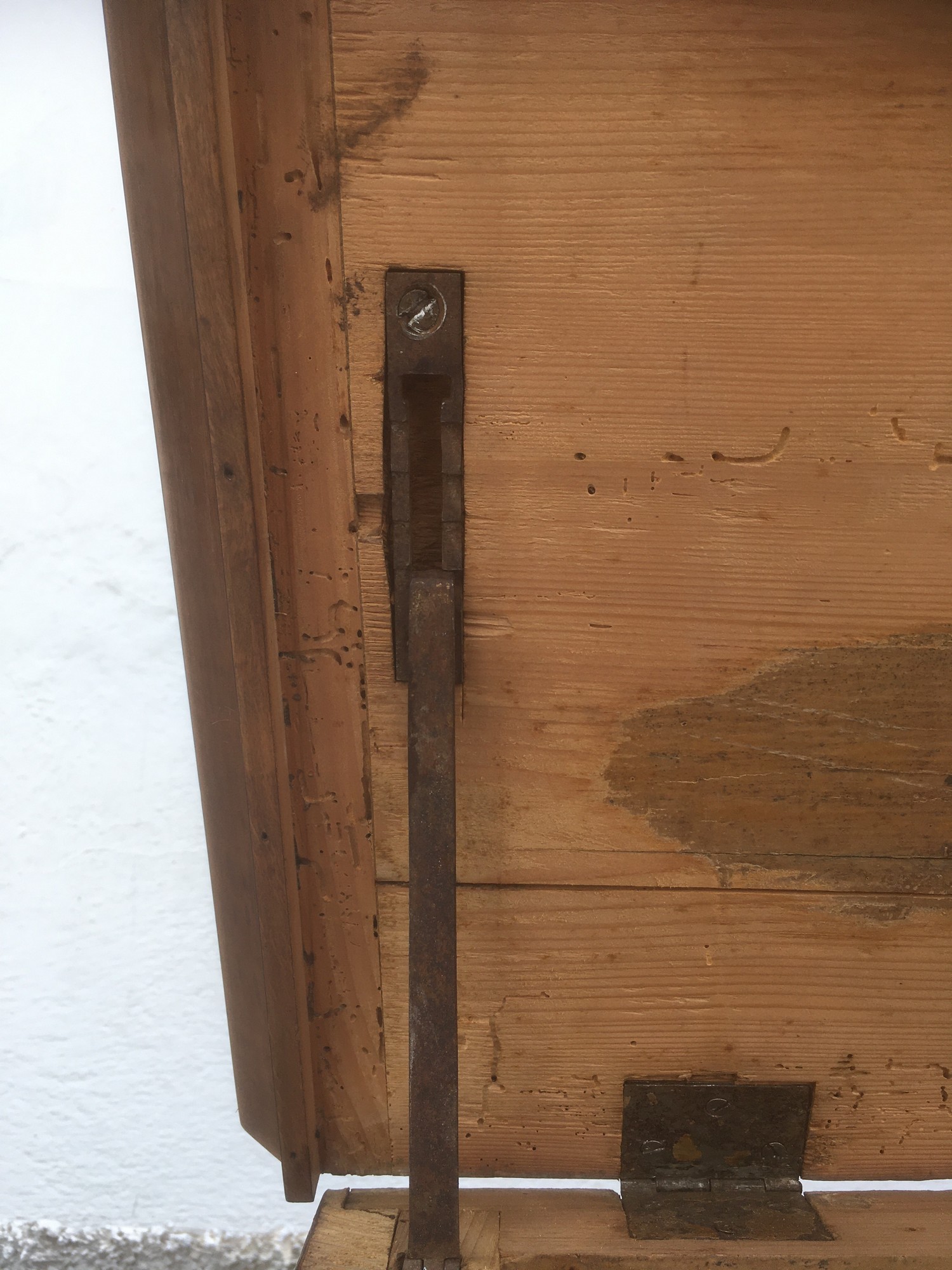 Sekretär klappdeckel schmal Schrank kleiner Vintage Schrank Halbschrank Vollholz Biedermeier Kommode Waschtisch Deckel aufklappbar antik Truhe Brezelschrank