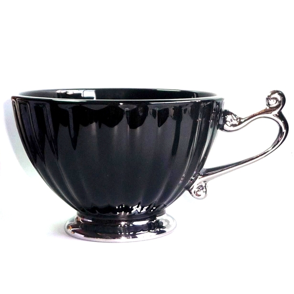 Tasse Kaffeetasse große Teetasse Porzellan versilbert Müslitasse Noir & Silber Tasse Kaffeetasse große Teetasse Porzellan versilbert Müslitasse Noir & Silber